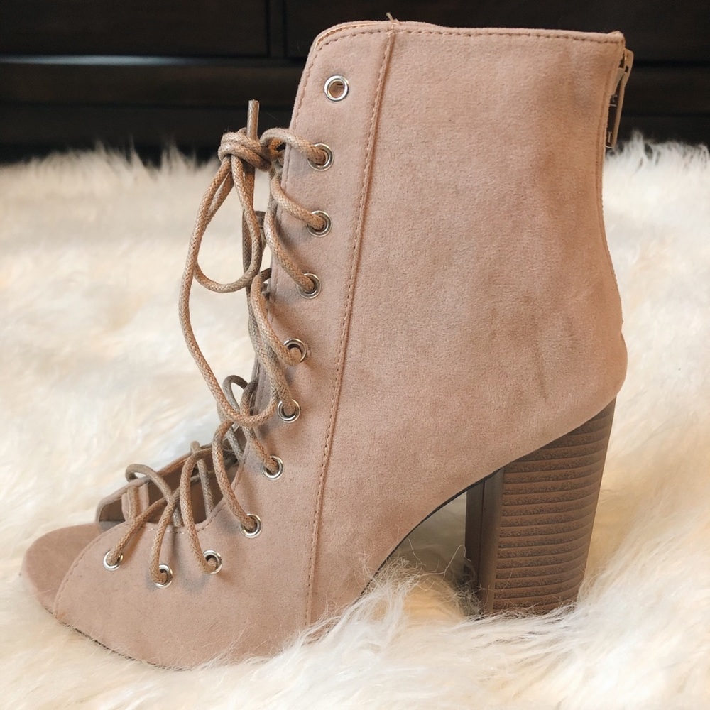 Tan Lace-Up Heels - Picture 3 of 4